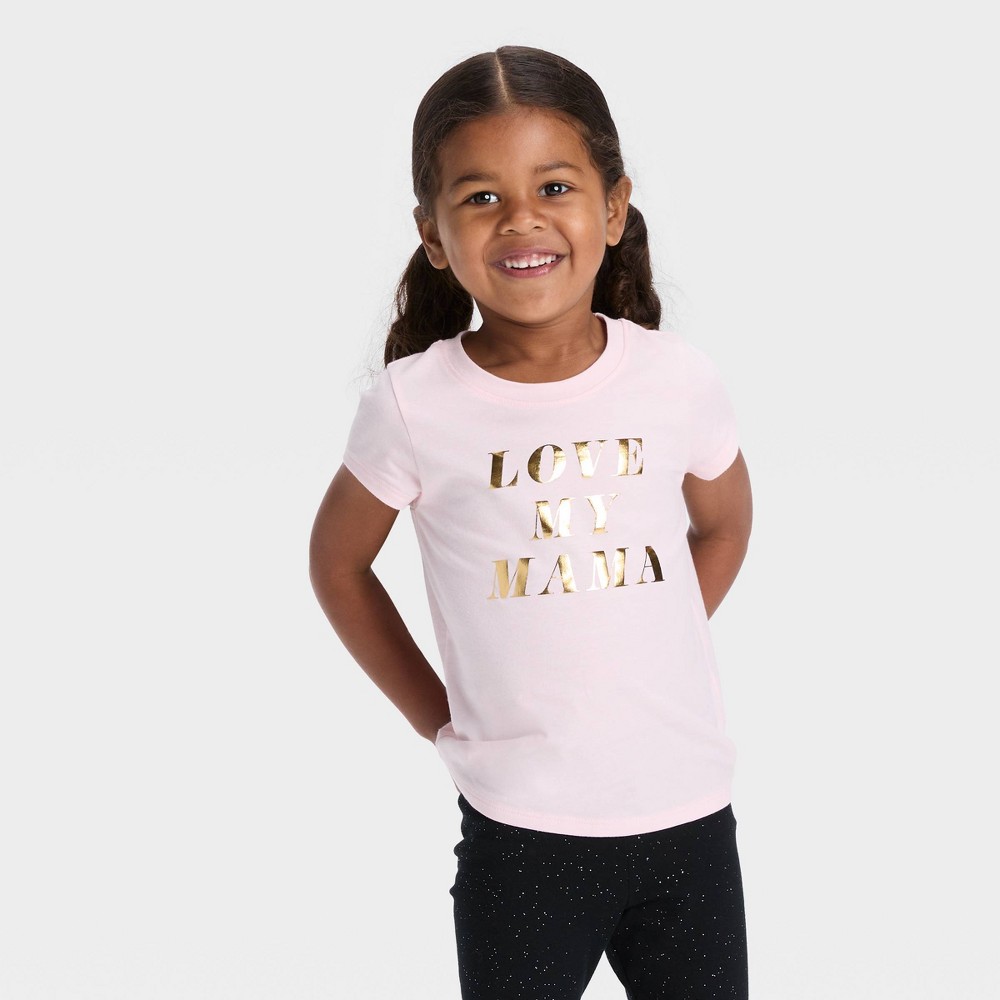 Toddler Girls' 'Love My Mama' Short Sleeve T-Shirt - Cat & Jack Light Pink Size 4T