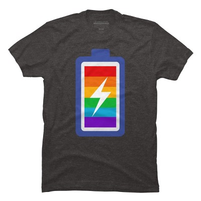 Adult Design By Humans Pride Charging Battery By PINHEAD66 T-Shirt