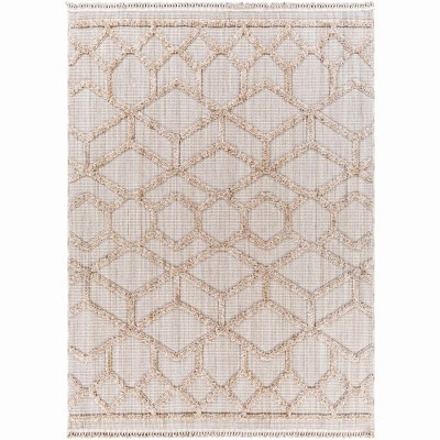 Mark & Day Le Mars 6'7"x9' Rectangle Woven Indoor Area Rugs Beige: Modern Trellis Design, Stain-Resistant, Pet Friendly