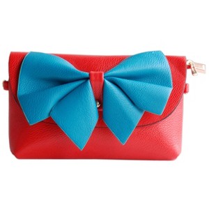 Slickblue Women’s Faux Leather Handbag, Oval Handle, Crossbody Clutch, Colorblock Look, 5 Colors, 7.8" - 1 of 4
