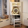 Costway Corner Vanity Desk with Mirror & Lights Compact Dressing Table with Charging Station - 4 of 4