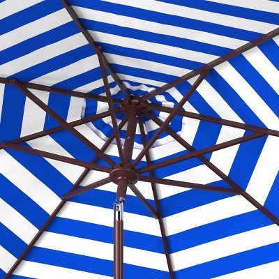 Pacific Blue and White Striped 9-Foot Aluminum Crank Umbrella