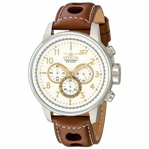 Invicta 16010 Men's S1 Rally White Dial Chronograph Brown Leather Strap Watch - 1 of 4