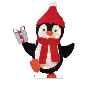 Holiday Living 24-inch Lighted Penguin with Gift Box Christmas Decoration - 1 of 3