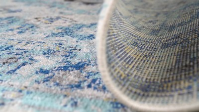 Modern Vintage Medallion Blue Synthetic 4' x 6' Area Rug