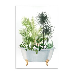 Stupell Industries Mixed Plant Leaves Antique Bathroom Tub, 15" x 10" - 1 of 4