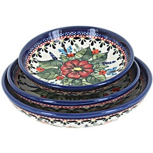 Blue Rose Polish Pottery 19512 Zaklady 3 Piece Shallow Dish Set - 1 of 1