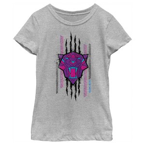 Girl's Black Panther: Wakanda Forever Geometric Black Panther Icon Scratch T-Shirt - 1 of 4