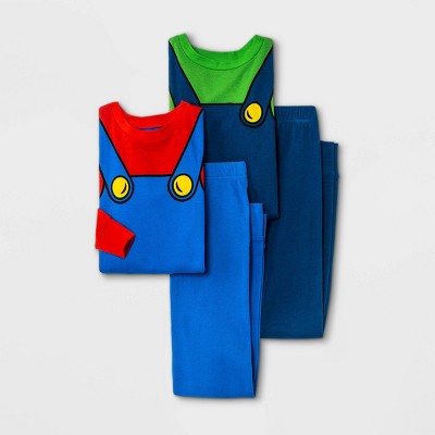 Boys' Nintendo Mario & Luigi 4pc Pajama Set - Blue 10