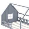 Lyngins Full Size Wood House Bed Frame with Fence, Window & LED Lights, Playful Kids' Floor Bed Frame, Sturdy Pine Wood Toddler Bed - 4 of 4