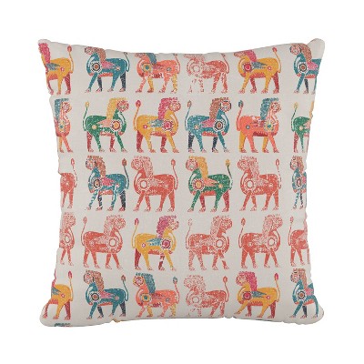 Lion Print Square Throw Pillow - Skyline Furniture: Decorative Sofa Cushion, Indoor, Zipper Closure, Cotton