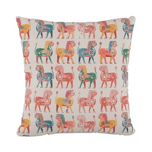 Lion Print Square Throw Pillow - Skyline Furniture: Decorative Sofa Cushion, Indoor, Zipper Closure, Cotton - 1 of 4