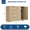 Garvee 43.3'' H Armoire Wardrobe Closet with 4 Drawers and 2 Doors, Hanging Rod, Multifunctional Wooden Dresser with Storage Closet - 3 of 4