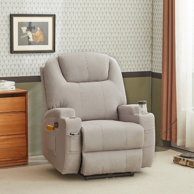 Power Recliner Chair,Modern Reclining Chair w/Footrest Backrest Breathable Padded Fabric Home Theater Seating Reclining Easy Lounge for Living Room