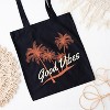 City Creek Prints Good Vibes Palm Trees Canvas Tote Bag - 15x16 - Black - 2 of 2