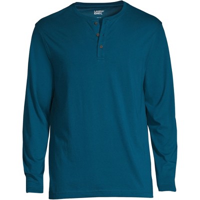 Lands' End Men's Long Sleeve Cotton Supima Henley X Large Baltic