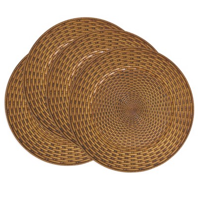 Natural Brown Faux Rattan 13" Charger Plate Set