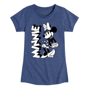 Girls' - Disney - Minnie Black And White Fitted Short Sleeve Graphic T-Shirt - 1 of 4