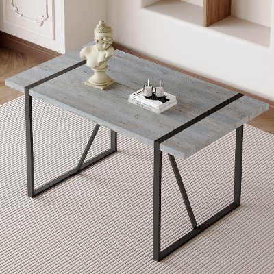 NicBex Modern Rustic Industrial Rectangular Dining Table for 4-6, Kitchen Table with 1.5" Thick Tabletop & Metal Legs, Desk for Kitchen Dining Room
