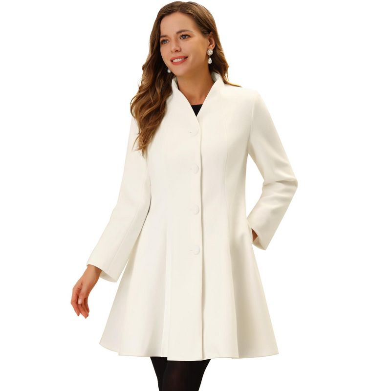 Allegra K Women's Single Breasted Long Sleeve Mid-Long Winter Coat, 1 of 7