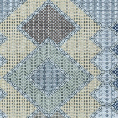 HomeRoots 5' X 8' Denim Blue Gray And Brown Geometric Washable Indoor Outdoor Area Rug