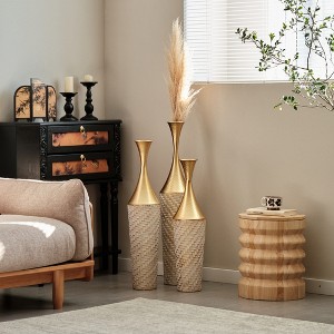Metal Floor Standing Metal Vase Modern Style Ornaments Home Woven Metal Vase 3-Piece Set Gorgeous Home Decor - 1 of 4