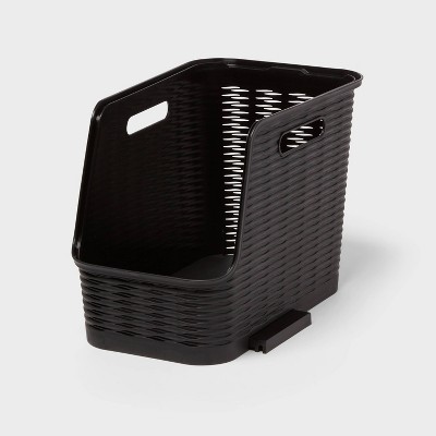 Wave Narrow Open Front Black - Brightroom™: Stackable Decorative Storage Bin, 13" Cube System Compatible