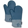 Home Mart Goods Blue Heat Resistant Thick Soft Quilted Lining Kitchen Oven Glove Mitts With Silicone - 2 of 3