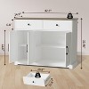 42.5/56" Modern Farmhouse Buffet Cabinet with Coffee Bar Storage,  Barn Doors, 2 Drawers, Adjustable Shelves & 280lb Waterproof Tabletop - 3 of 4