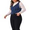 Agnes Orinda Women's Plus Size Sleeveless V Neck Button Down Casual Jean Denim Vest - 2 of 4