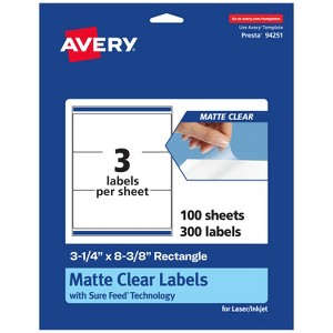 Avery Matte Clear Labels,  3-1/4" x 8-3/8" Rectangle - 1 of 4