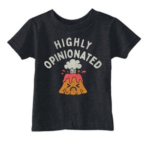 Toddler Funny T Shirts Highly Opinionated Sarcastic Volcano Graphic Novetly Tee For Young Kids - Crazy Dog Toddler T Shirt Black 5T - 1 of 4