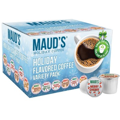 Maud's Holiday Flavored Coffee Variety Pack Recyclable Winter Flavored Pods - Arabica Coffee California Medium Roast Coffee - 42ct