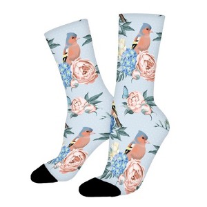Flower Rose Butterfly Bird Women Printed Crew Socks Funny Funky Socks Soft Polyester Novelty Gifts for Artists Men - 1 of 4