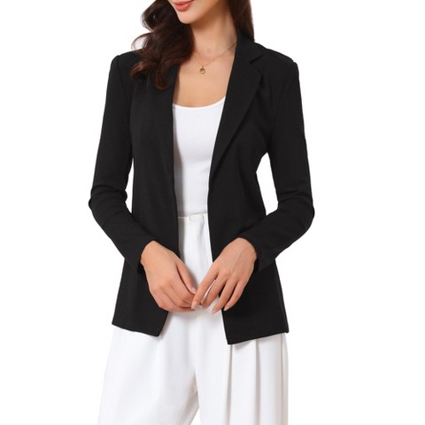 Женские куртки INSPIRE CHIC Women's Business Casual Office Open Front Long Sleeve Suit Jacket Blazer Small Black