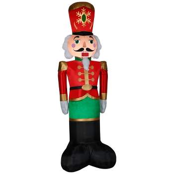 Gemmy Christmas Airblown Inflatable Mixed Media Luxe Nutcracker (CA), 8 ft Tall, Red