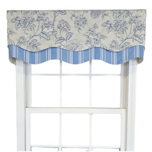 RLF Home 100% Cotton Ashington Glory  Fully lined Windows Rod Pocket Valance 50" x 16"  Blue - 1 of 4