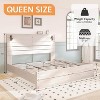 AMERLIFE Farmhouse Bed Frame, Headboard with LED Lights, Rustic Wood Look, No Box Spring Needed - 3 of 4