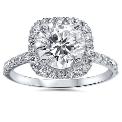 Pompeii3 Platinum 1 Ct Diamond Engagement Ring Cushion Halo Ring - Size ...