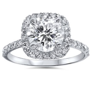 Pompeii3 Platinum 1 ct Diamond Engagement Ring Cushion Halo Ring - Size 7.5 - 1 of 4