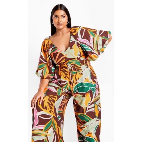 City Chic | Women's Plus Size Peta Print Top - Cocoa - 18w : Target