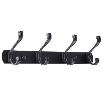 Unique Bargains Stainless Steel Wall Mounted Coat Rack Hook for Coat Hat Towel Black 5 Hooks 17.7 x 2.8 x 3.7(L*W*H)