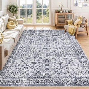 Area Rugs for Living Room Washable, Soft Vintage Neutral Bedroom Rugs Boho Farmhouse Low Pile Non-Slip Indoor Carpet Rugs for Dining Room - 1 of 4