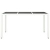 vidaXL Patio Table 59.1 in.x35.4 in.x29.5 in. Tempered Glass and Poly Rattan White - 3 of 4