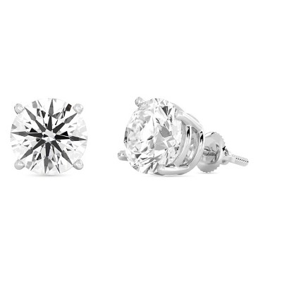 Gilded IGI Certified Lab-Grown Diamond 14KT White & Yellow Gold Stud Earrings for Women 4-Prong Basket, Round & Princess Cut, 1-2-3 Carat Total Weight