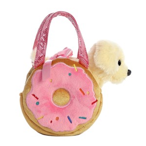 Aurora Fancy Pals 7" Yummy Puppy Pet Carrier Pink Stuffed Animal - 1 of 3