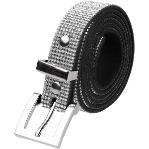 INSPIRE CHIC Women Rhinestone Bling Crystal Sparkly Diamond Shiny Soft Waist Belts 1Pc - 1 of 4