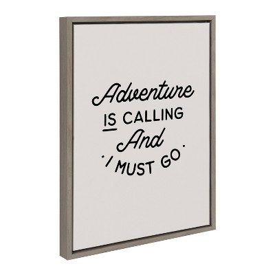 Adventure is Calling Black and White Canvas Motivational Print