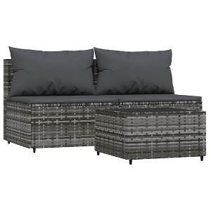 vidaXL Patio Lounge Set Grey PE rattan Compact Adjustable Feet - 1 of 4