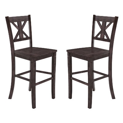 Taylor & Logan Set of 2 Gunter Modern Wooden Farmhouse Barstools Gray: Wood Frame, 29" Seat Height